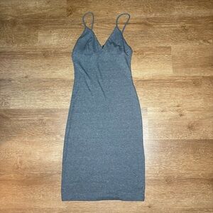 Grey Bodycon Ribbed Midi Dress size S